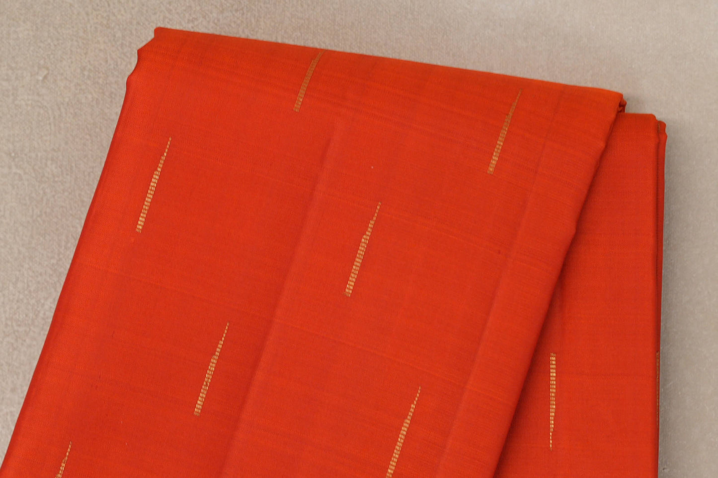 Bright Orange with Magenta with Dark Green Selvedge Borders Vintage Kanjivaram Silk Saree body