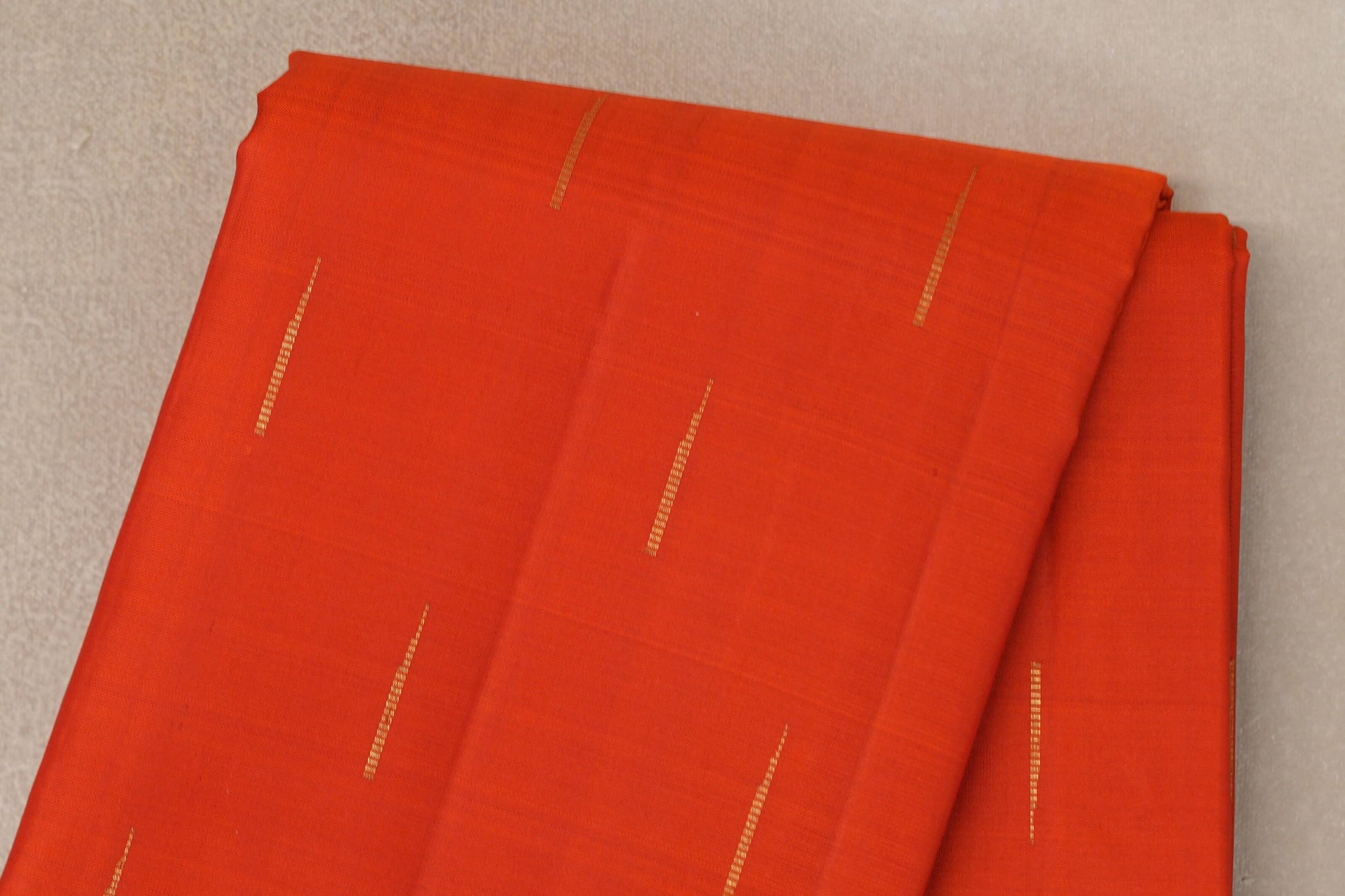 Bright Orange with Magenta with Dark Green Selvedge Borders Vintage Kanjivaram Silk Saree body