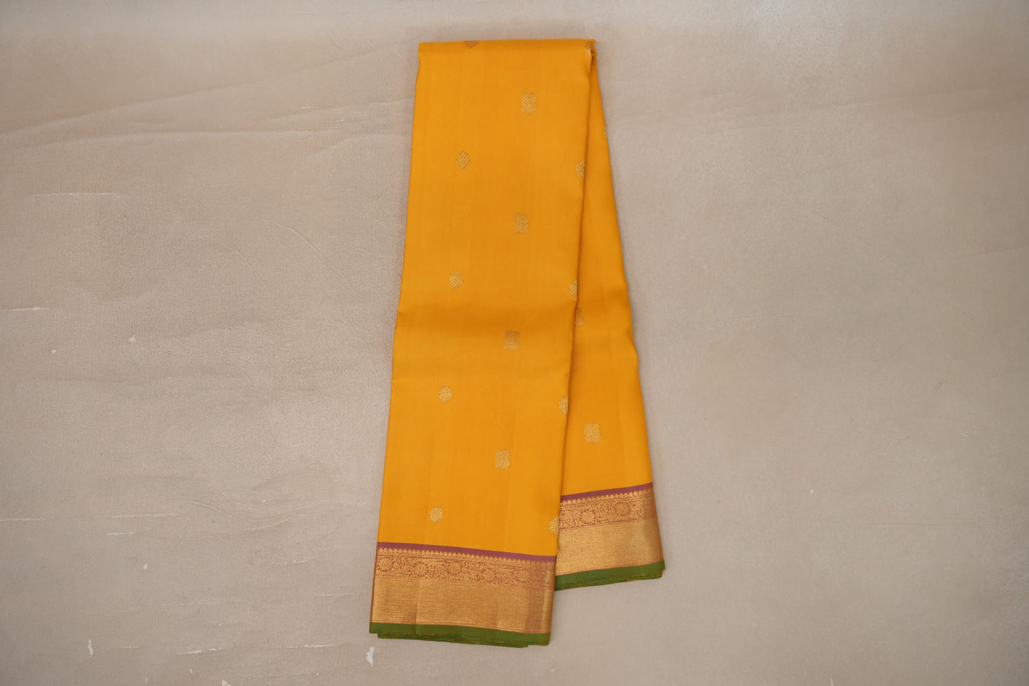 Online Yellow with Pink with Green Selvedge Borders Vintage Kanjivaram Silk Saree