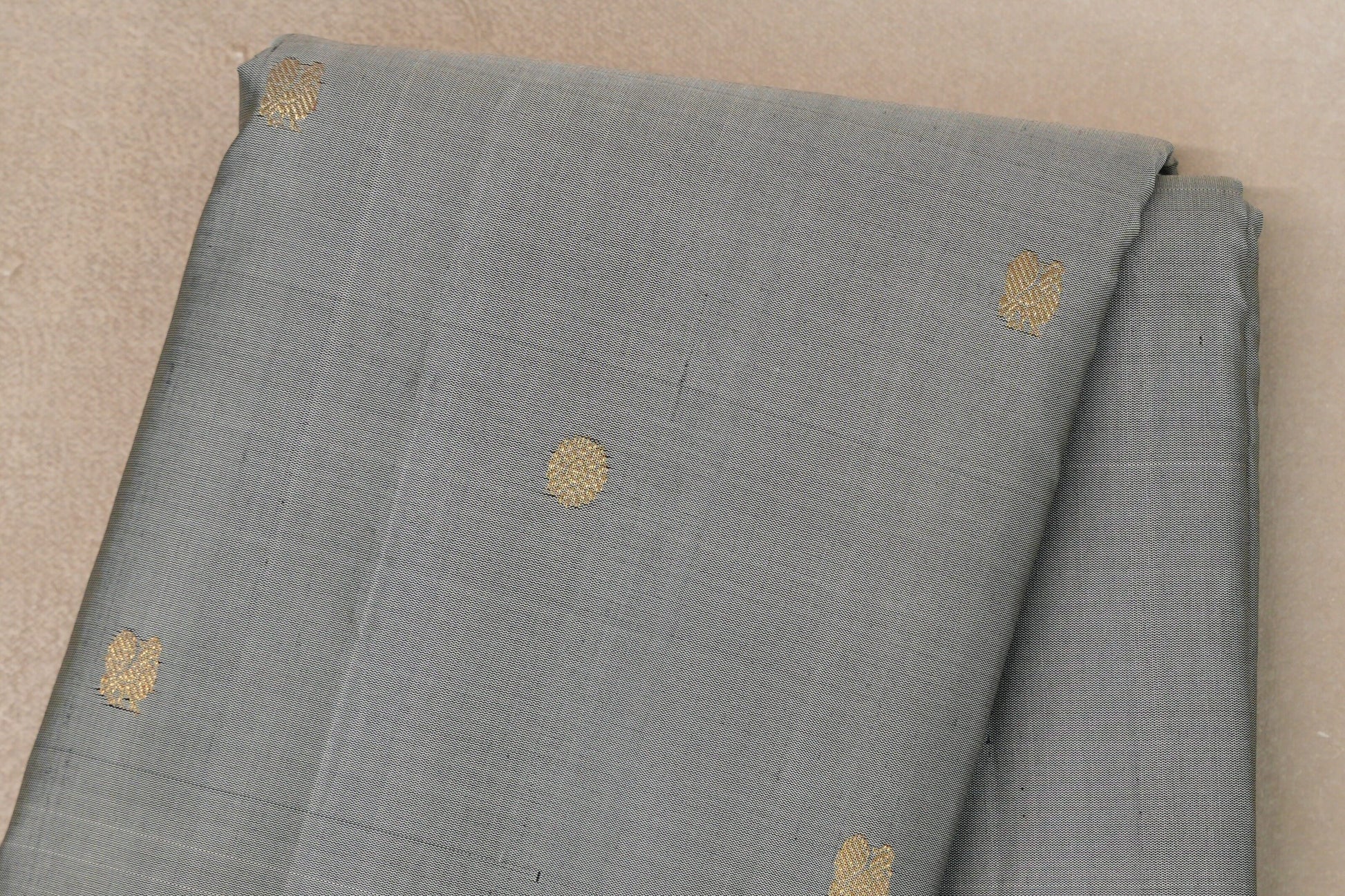 Grey with Maroon with Rust Selvedge Borders Vintage Kanjivaram Silk Saree body
