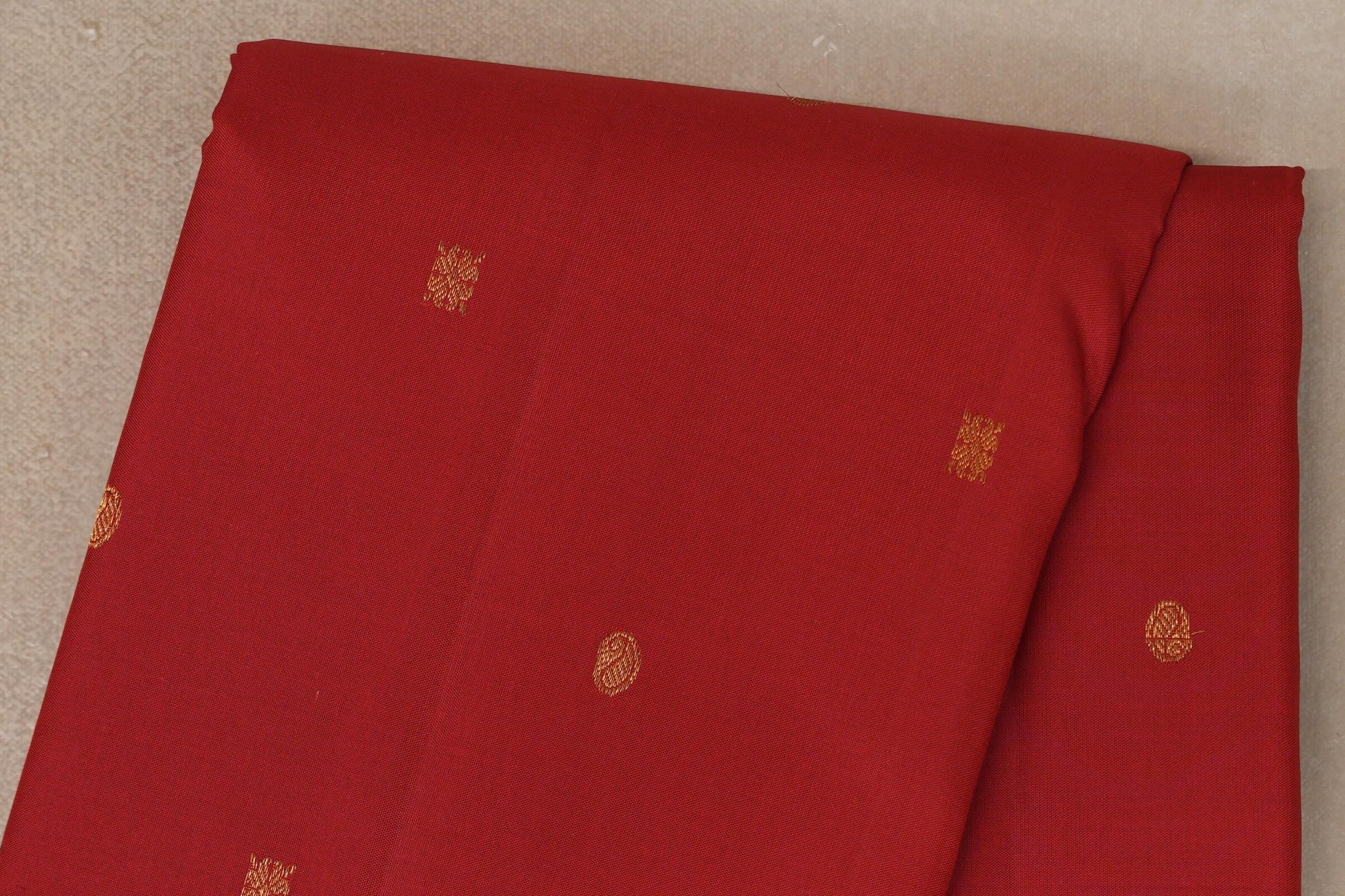 Dark Red with Orange with Green Selvedge Borders Vintage Kanjivaram Silk Saree body