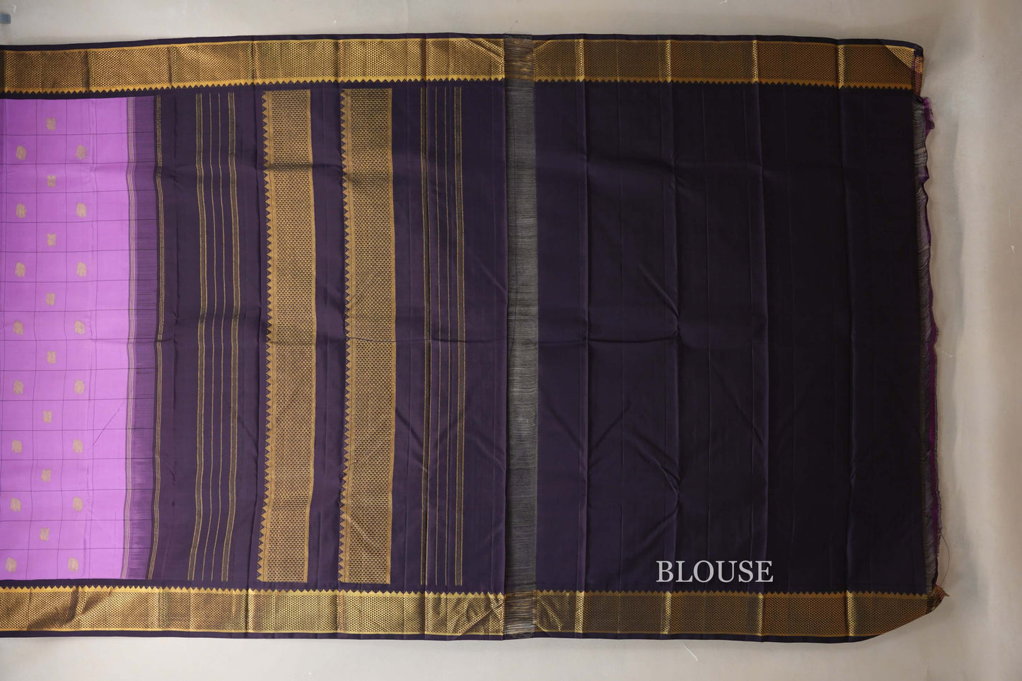 Dark Lavender with Wine Borders Vintage Kanjivaram Silk Saree SS8707