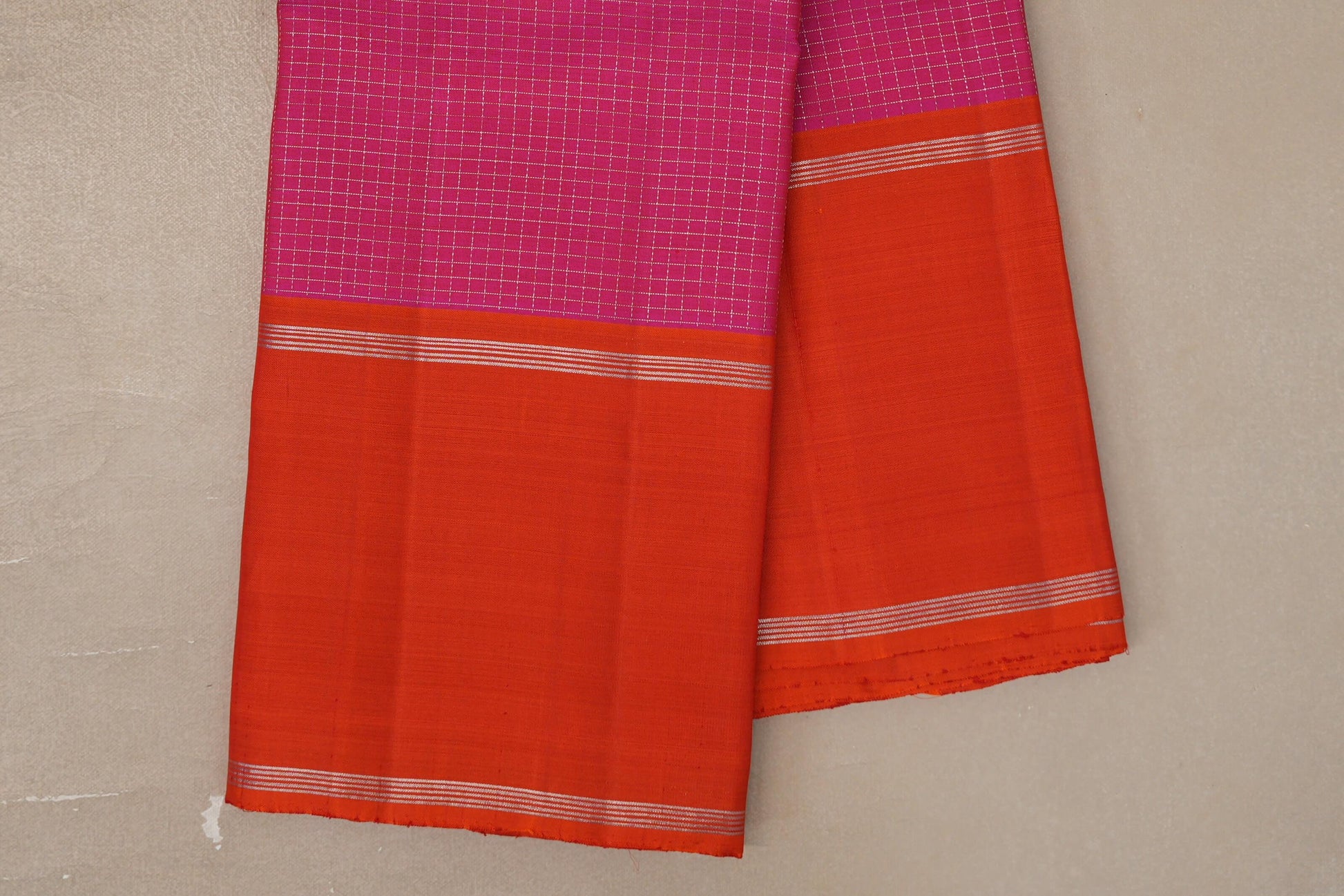 Magenta Zari Checks Vintage Kanjivaram Silk Saree border