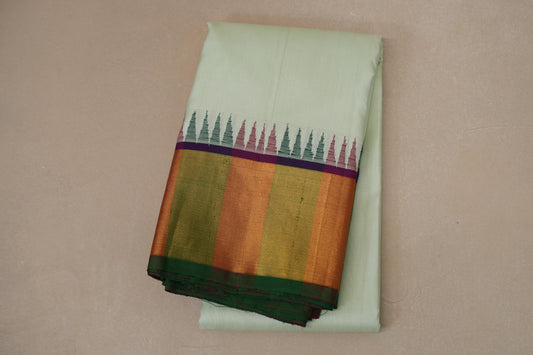 folded Pastel Green Vintage Kanjivaram Silk Saree