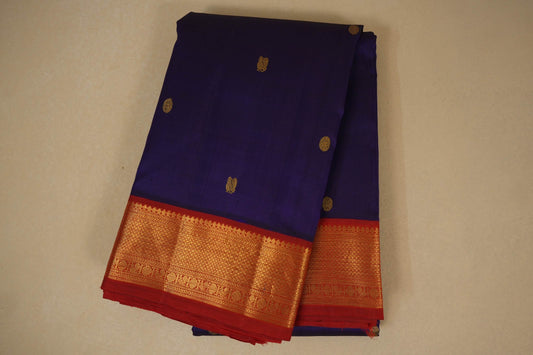 Ink blue vintage kanjivaram silk saree