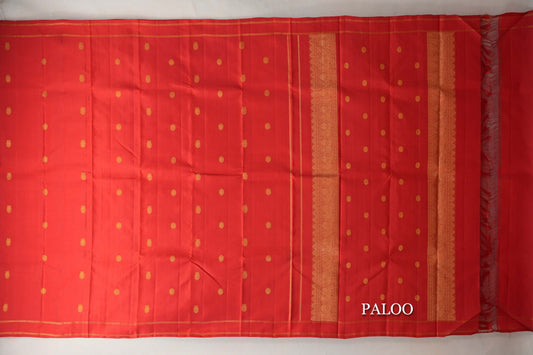 Red with Rettai Pettu Borders Vintage Kanjivaram Silk Saree paloo