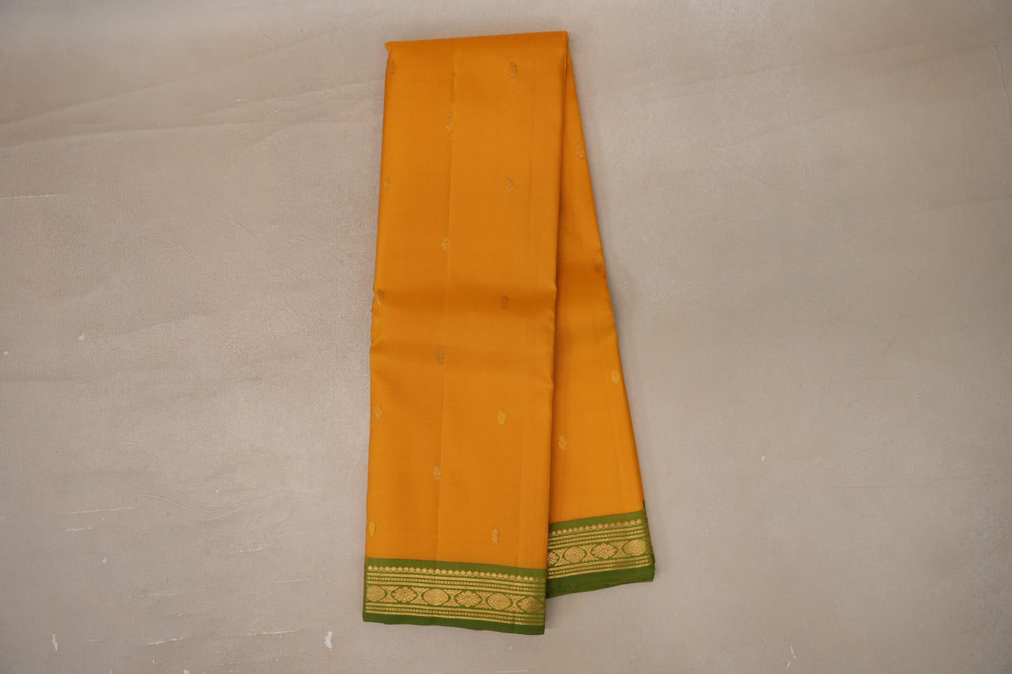 Online Mustard with Greenish Mustard Borders Vintage Kanjivaram Silk Saree