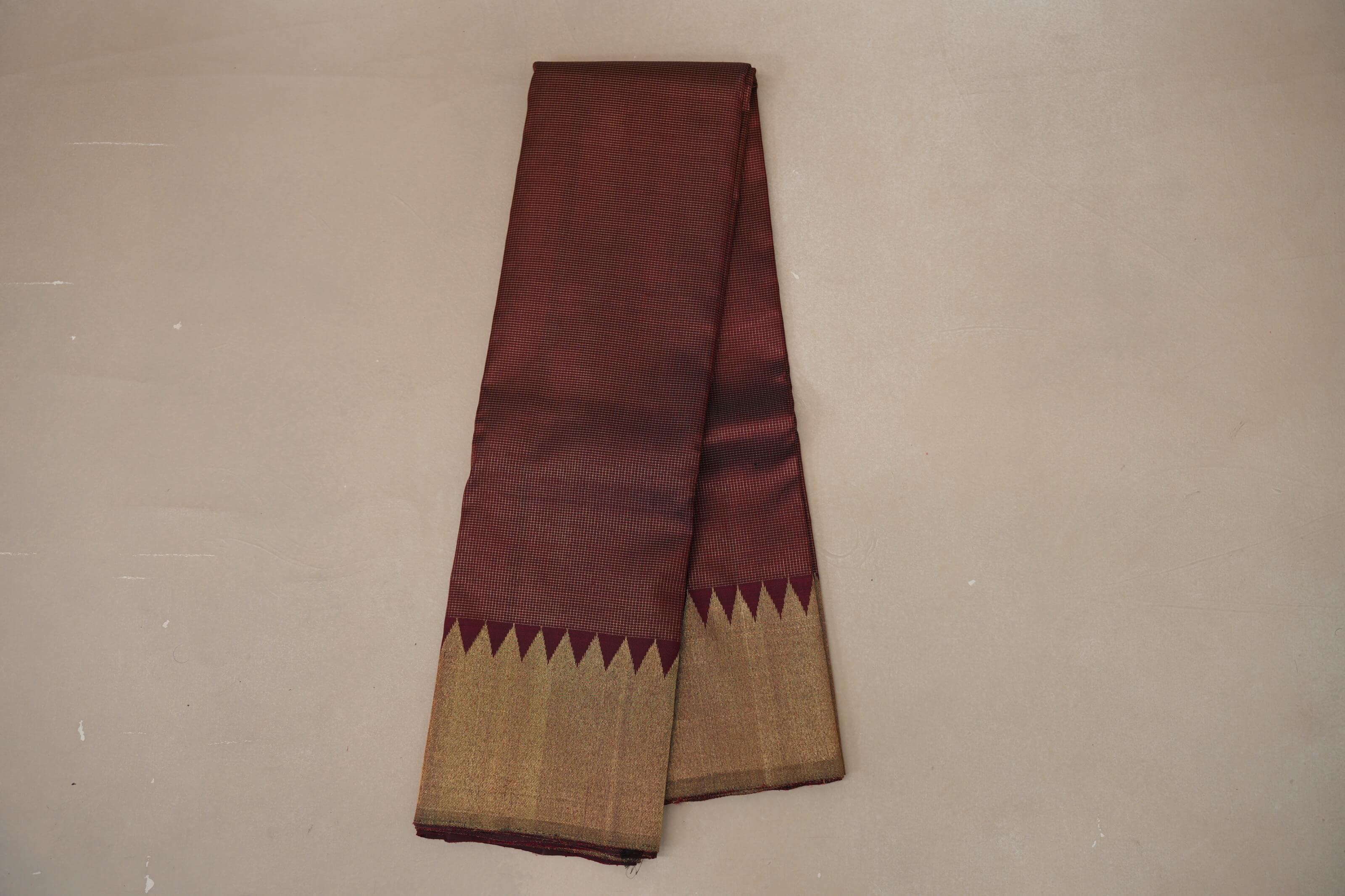 Deep Maroon Temple Borders Vintage Kanjivaram Silk Saree online