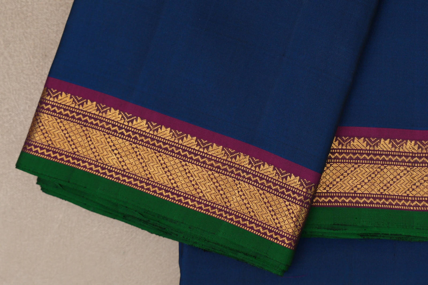 Emerald Blue Vintage Kanjivaram Silk Saree borders
