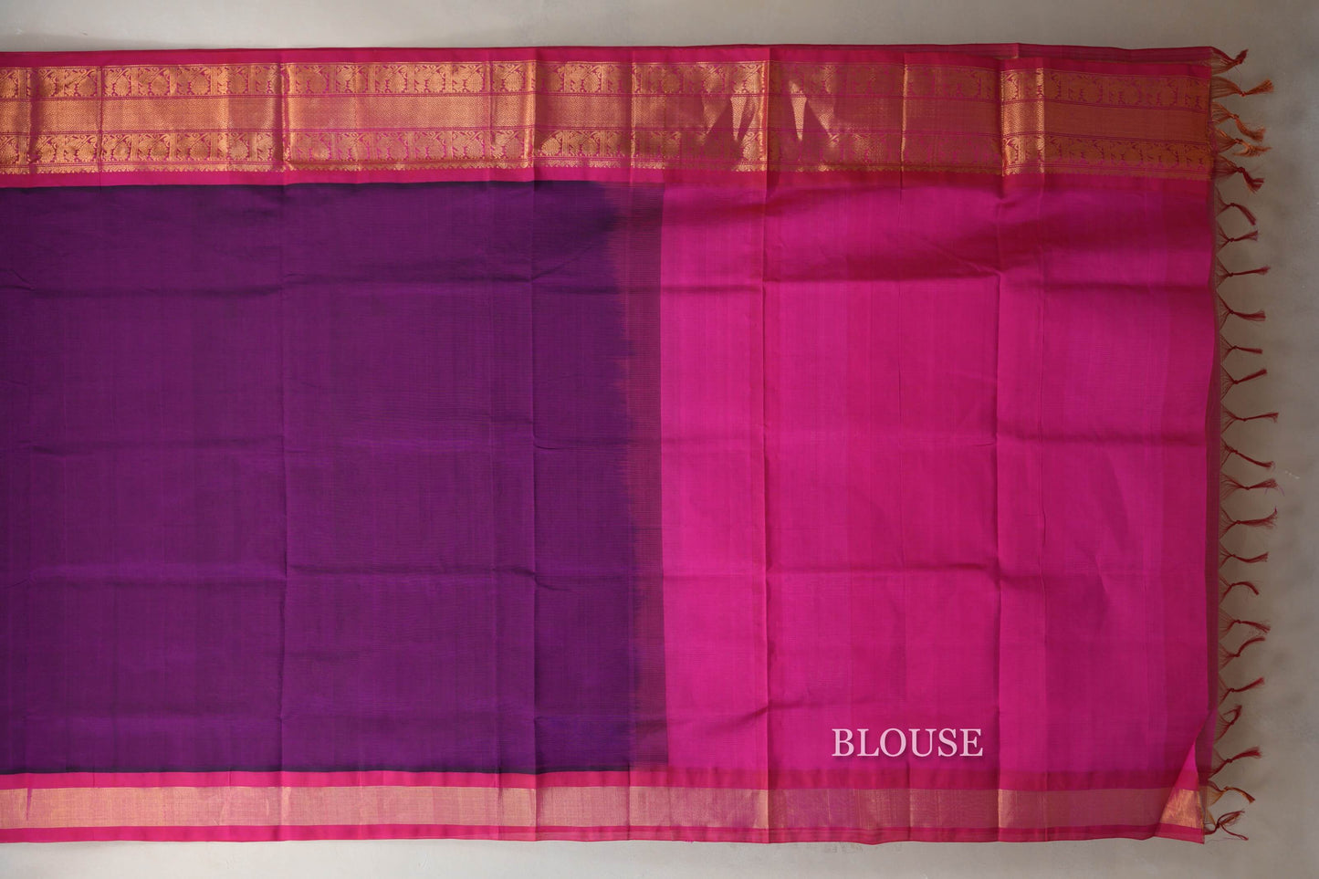 Dark Magenta Silk Cotton Saree blouse