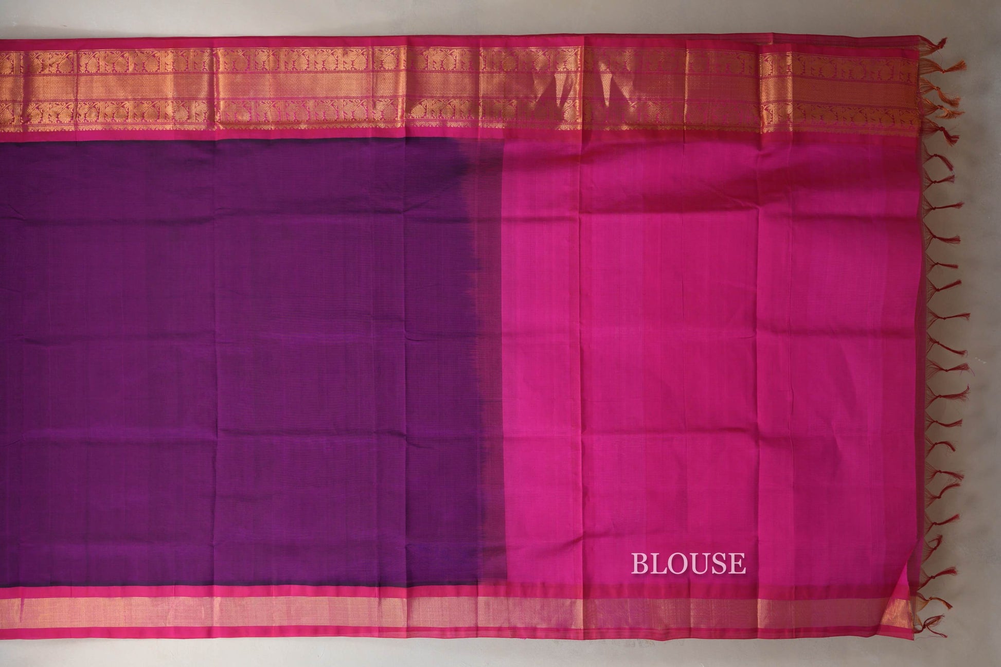 Dark Magenta Silk Cotton Saree blouse