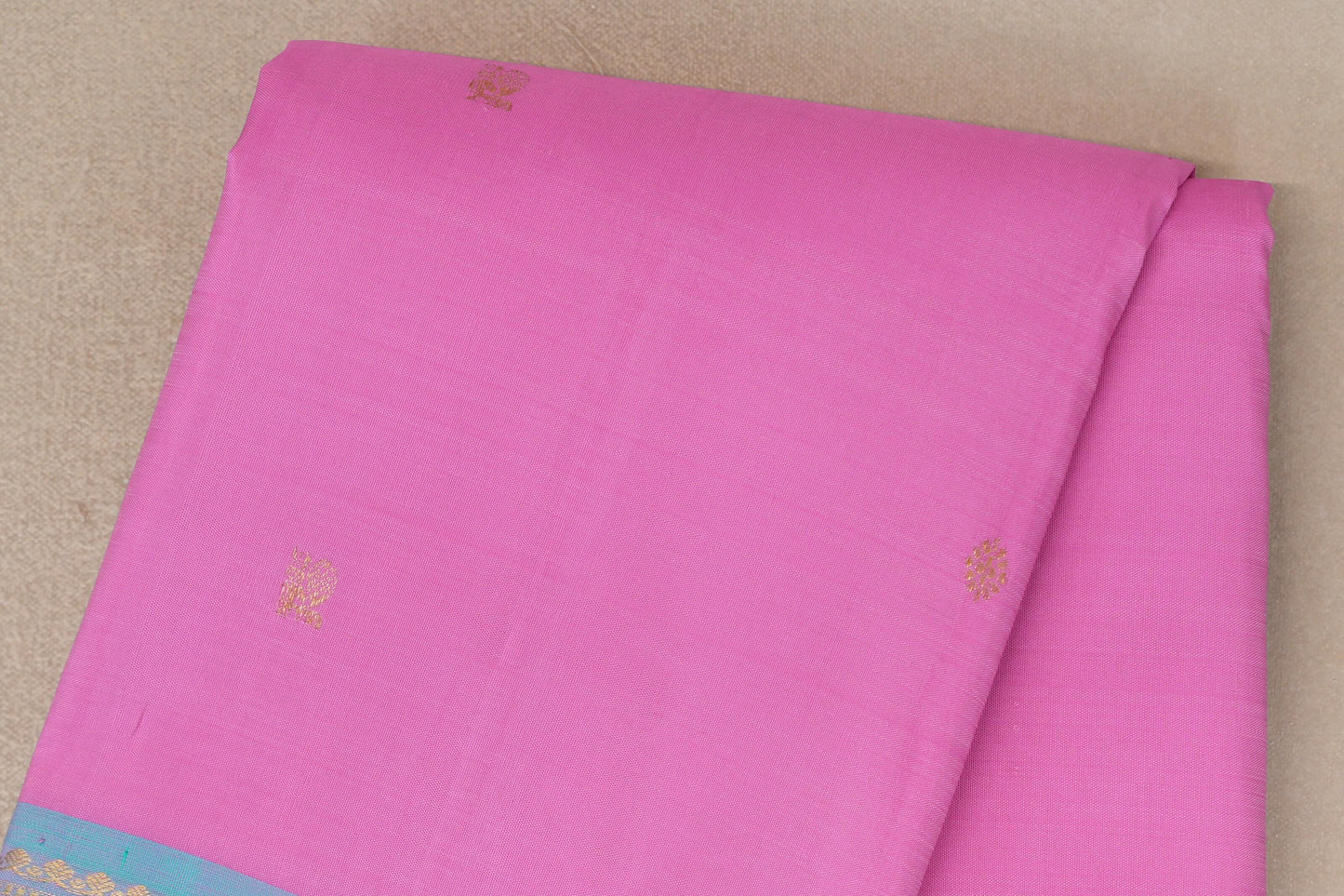 Lotus Pink with Light Turquoise Blue Borders Vintage Kanjivaram Silk Saree body