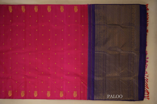 Pink Vintage Kanjivaram Silk Saree  paloo