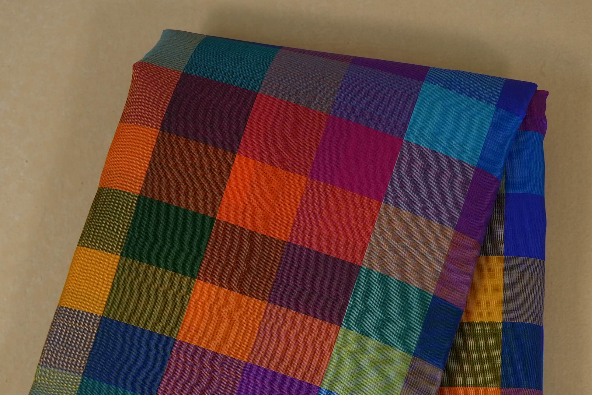 Multi Colour Checks Kanjivaram Silk Saree body