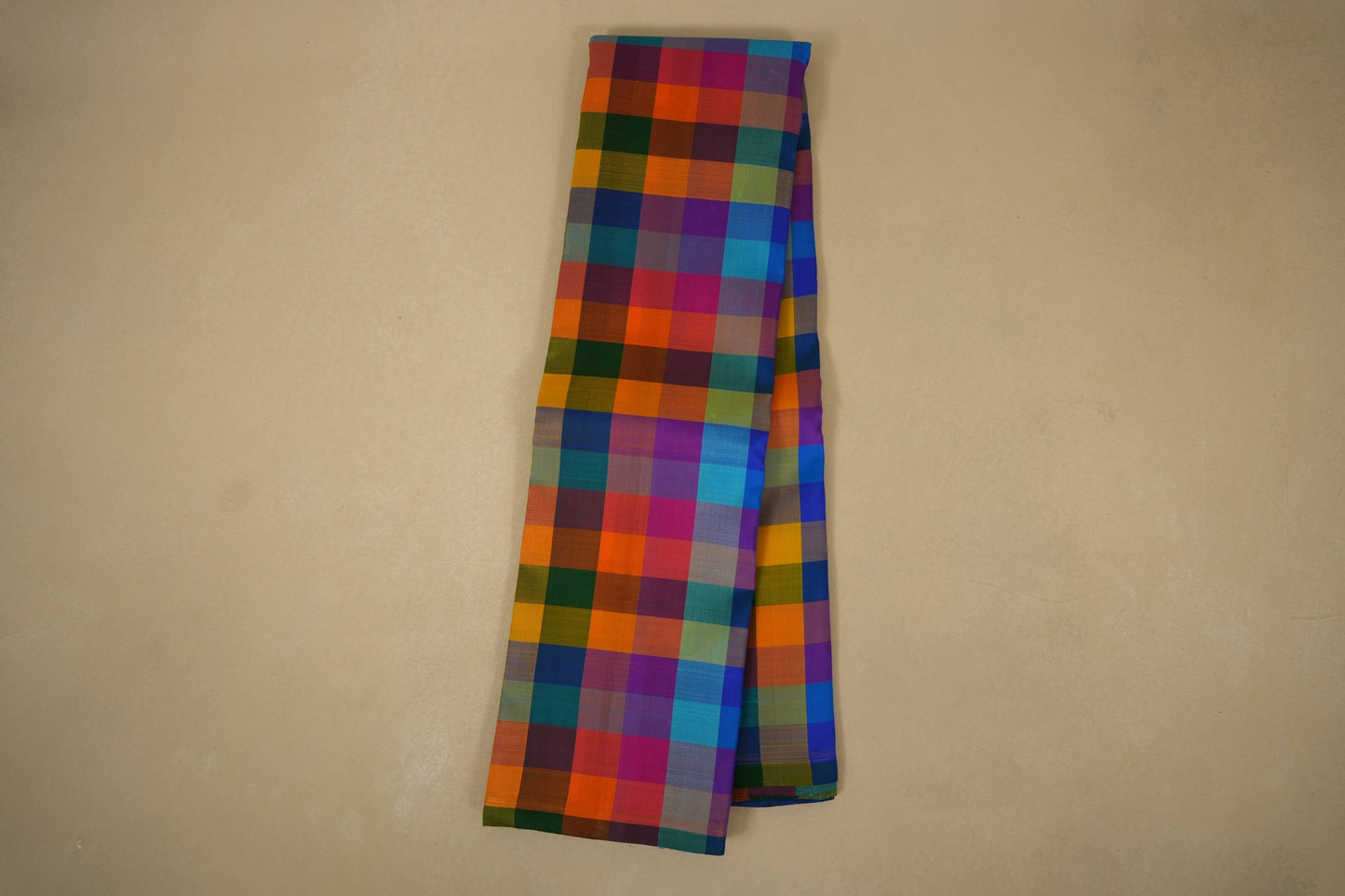 Multi Colour Checks Kanchipuram Silk Saree 