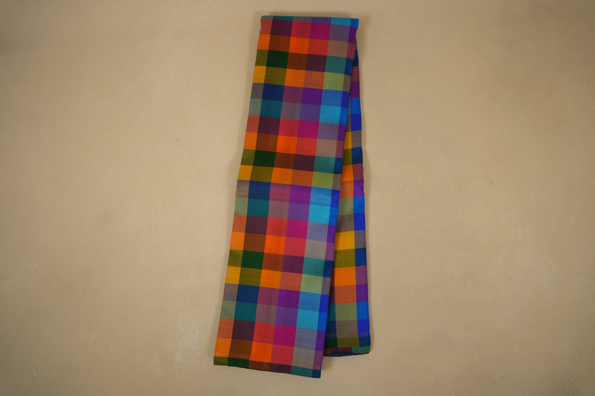 Multi Colour Checks Kanchipuram Silk Saree 