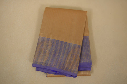 Beige with Lavender Borders Lightweight Kanjivaram Silk Saree 