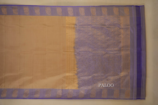 Beige Lightweight Kanjivaram Silk Saree paloo