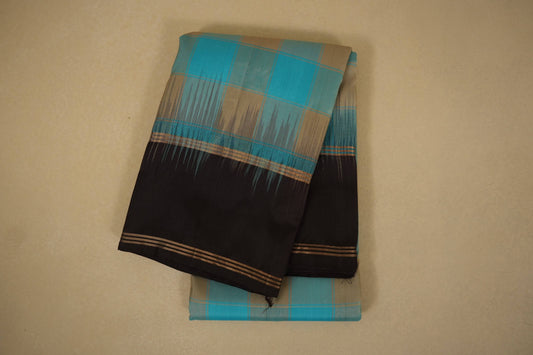 Multicolour checks with Deep Brown Borders Lightweight Kanjivaram Saree 