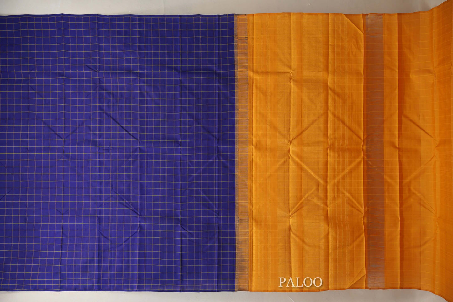 Royal Blue Borderless Vintage Kanjivaram Silk Saree paloo