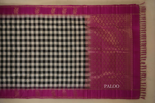 Multicolour Checks  Lightweight Kanjivaram Silk Saree paloo