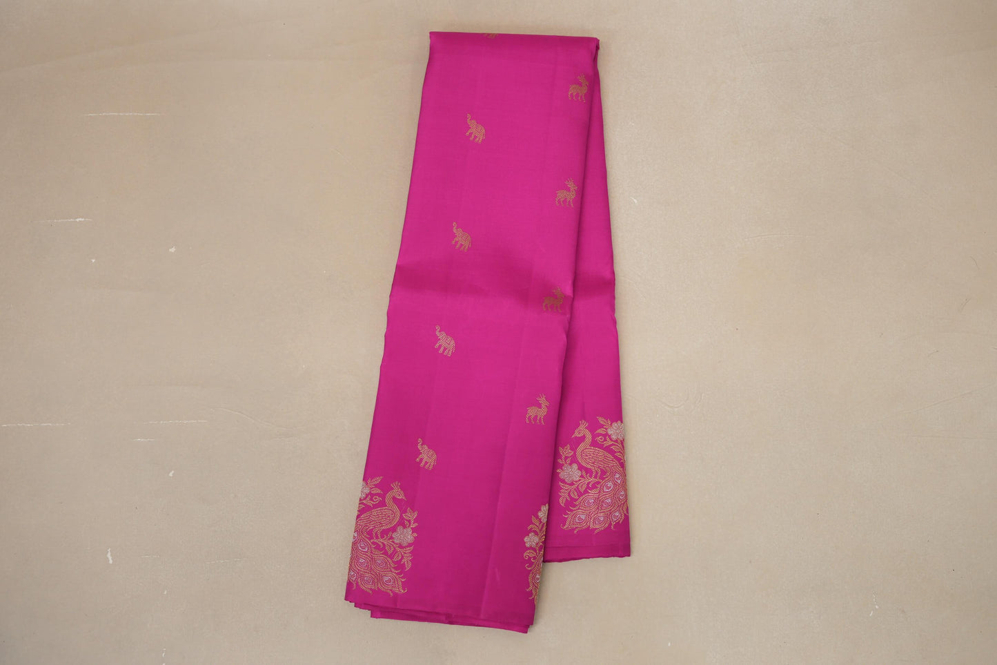 Bright Rani Pink Vintage Kanjivaram Silk Saree  online