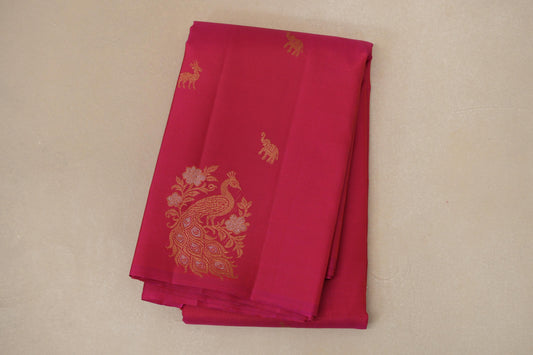 folded Reddish Pink Vintage Kanjivaram Silk Saree