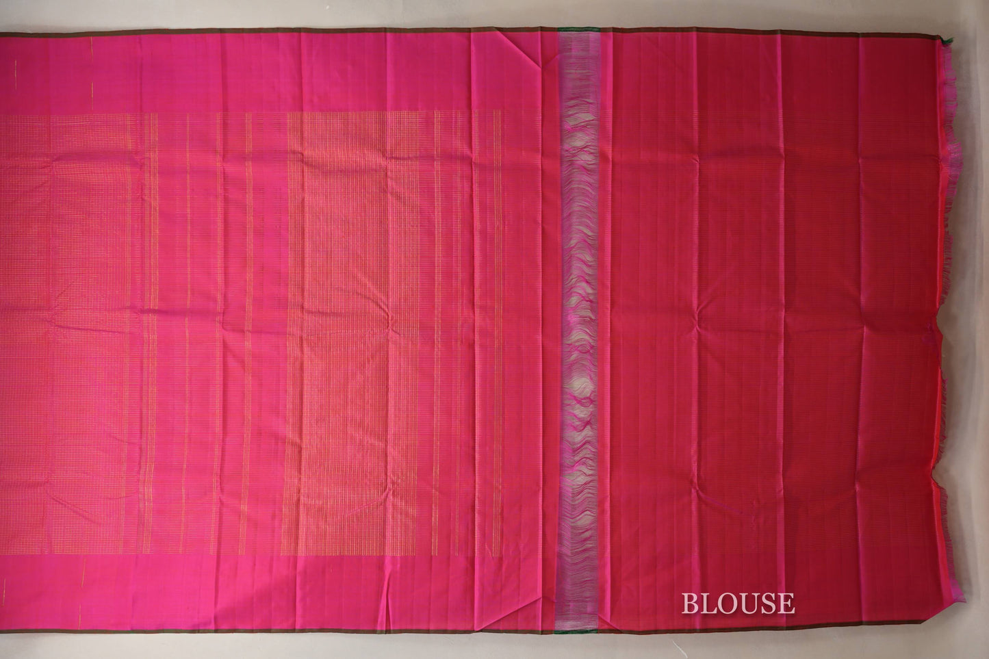 Rani Pink Borderless Vintage Kanjivaram Silk Saree blouse