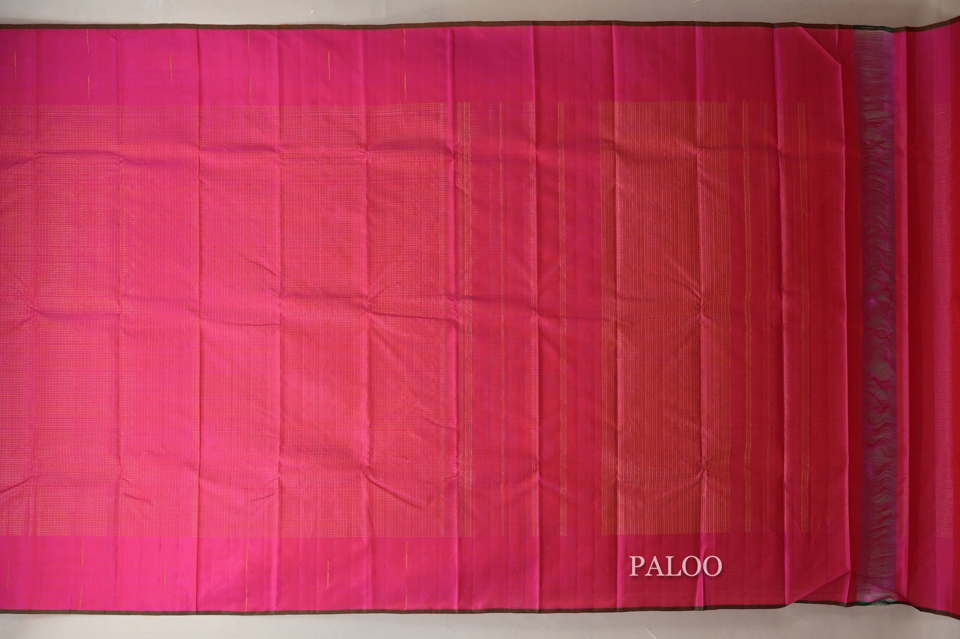 Rani Pink Borderless Vintage Kanjivaram Silk Saree paloo