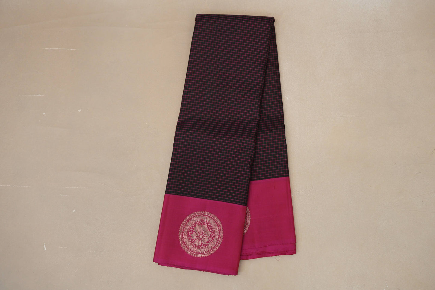 Black with Magenta Pink Borders Vintage Kanjivaram Silk Saree online