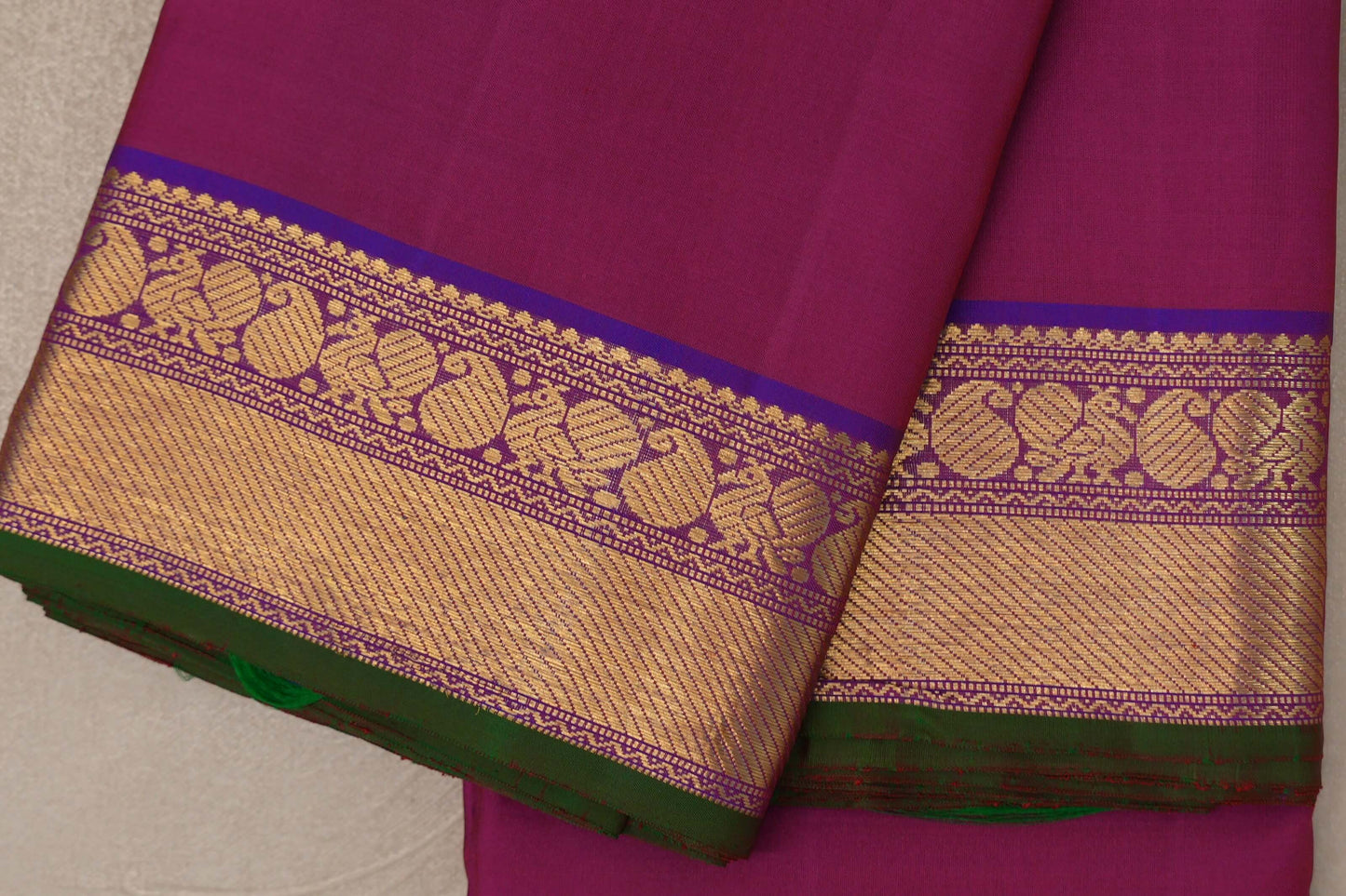Deep magenta with Indigo blue borders Vintage Kanjivaram Silk Saree SS9917