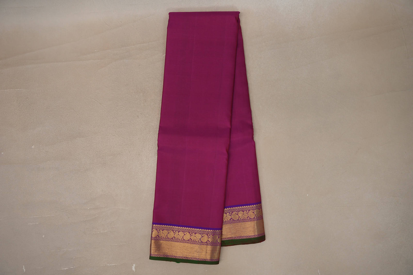 Deep magenta with Indigo blue borders Vintage Kanjivaram Silk Saree