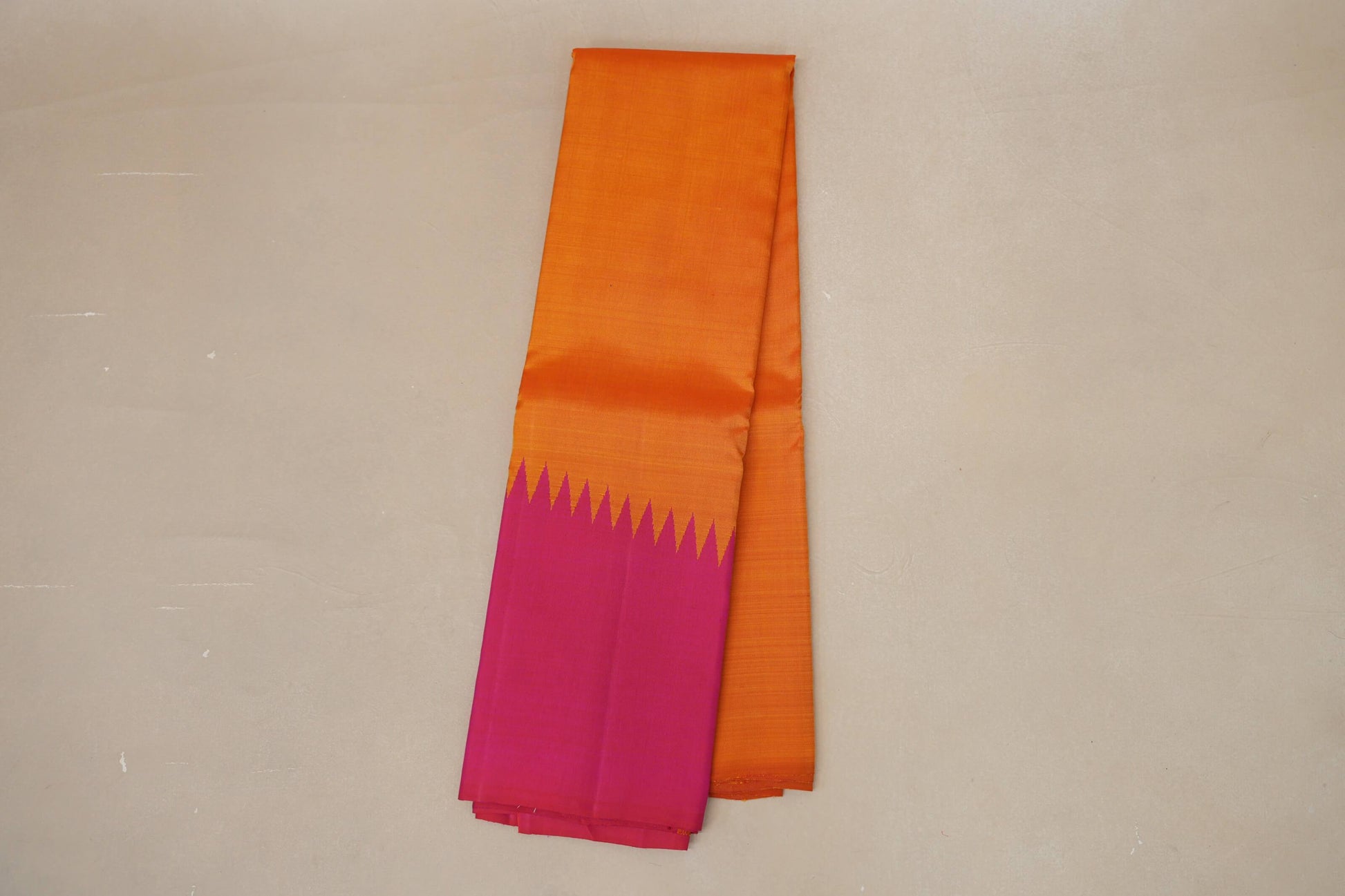 Reddish Orange with Bright Pink Borders Vintage Kanjivaram Silk Saree online