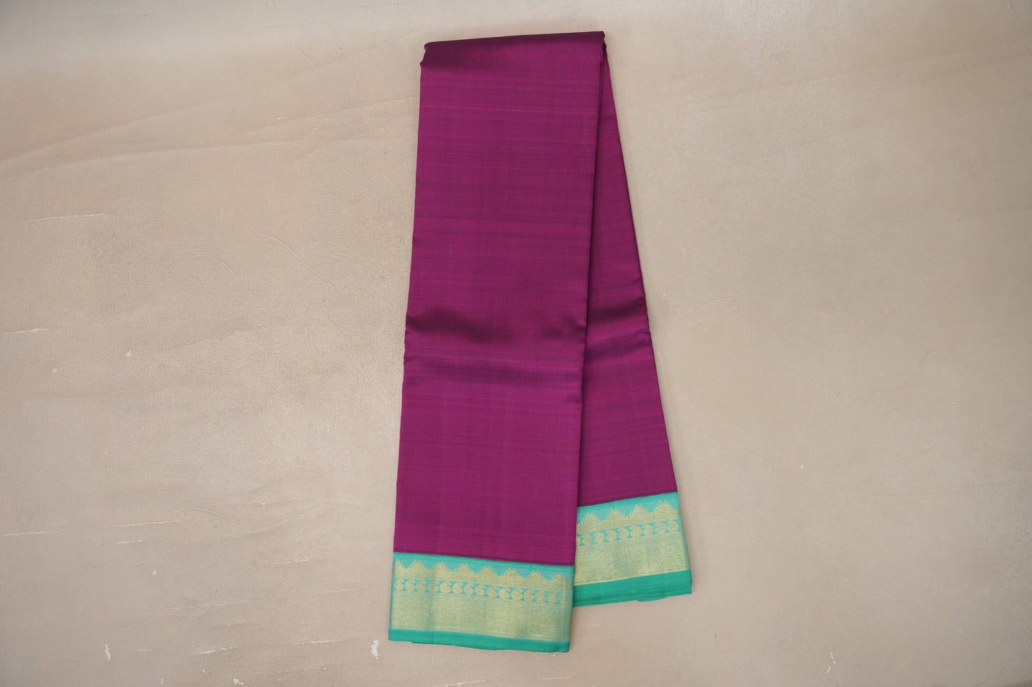 Deep magenta with Aqua Green borders Vintage Kanjivaram Silk Saree SS9919