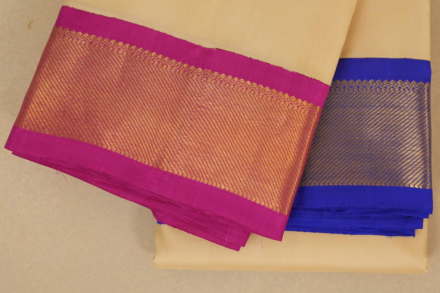 Off White Vintage Kanjivaram Silk Saree border