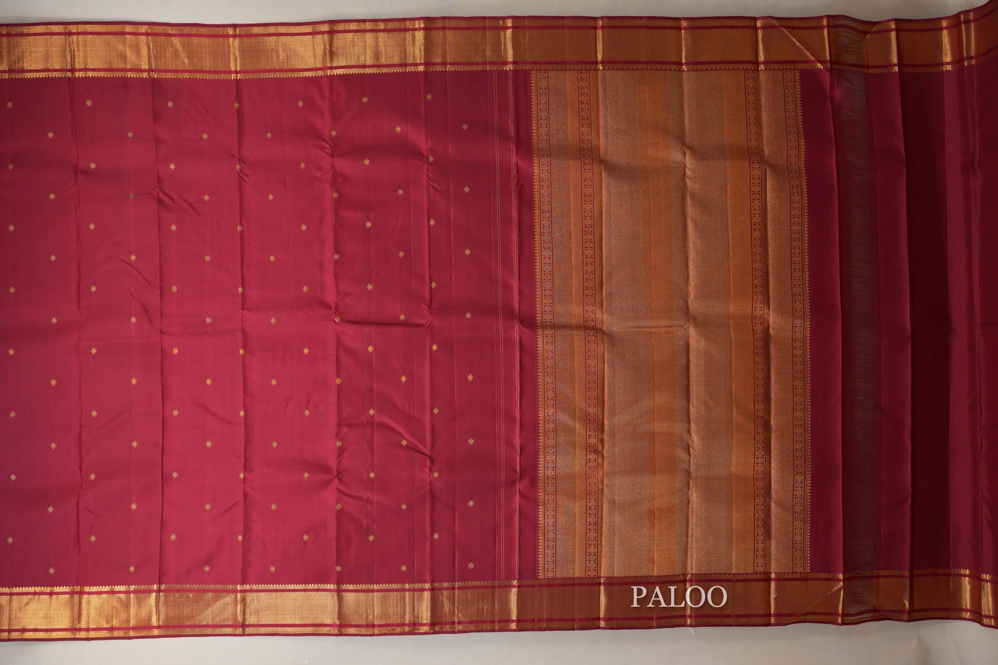 Reddish Maroon Vintage Kanjivaram Silk Saree paloo