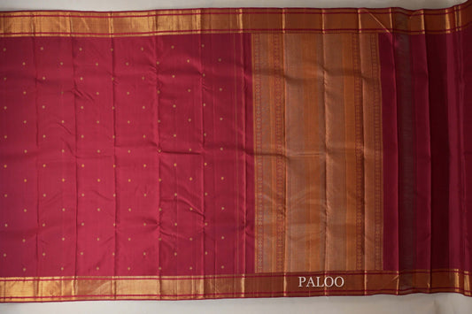 Reddish Maroon Vintage Kanjivaram Silk Saree paloo
