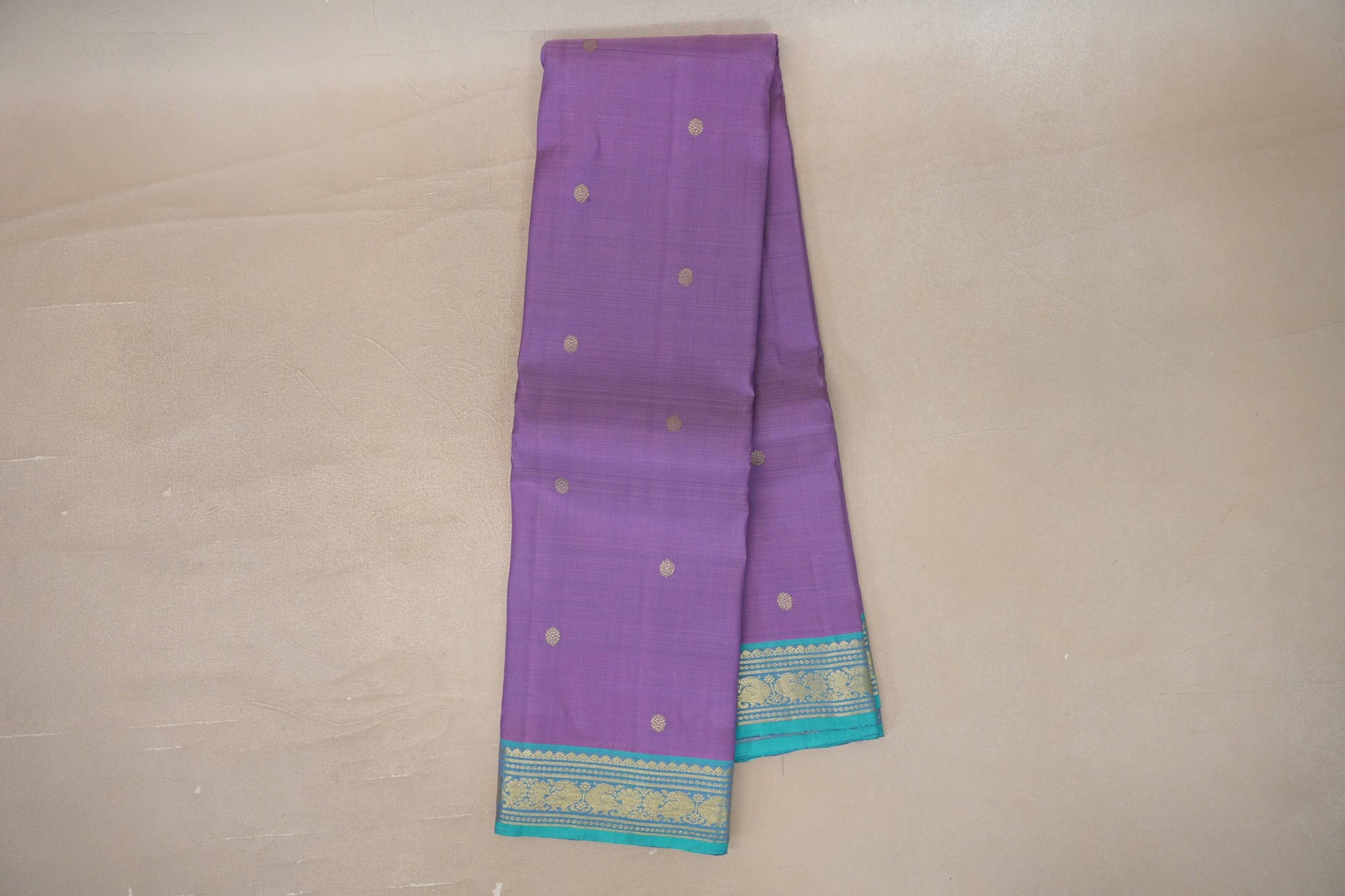Lavender blue with Turquoise Blue borders Vintage Kanjivaram Silk Saree
