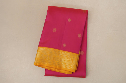 folded Bright Pink Vintage Kanjivaram Silk Saree