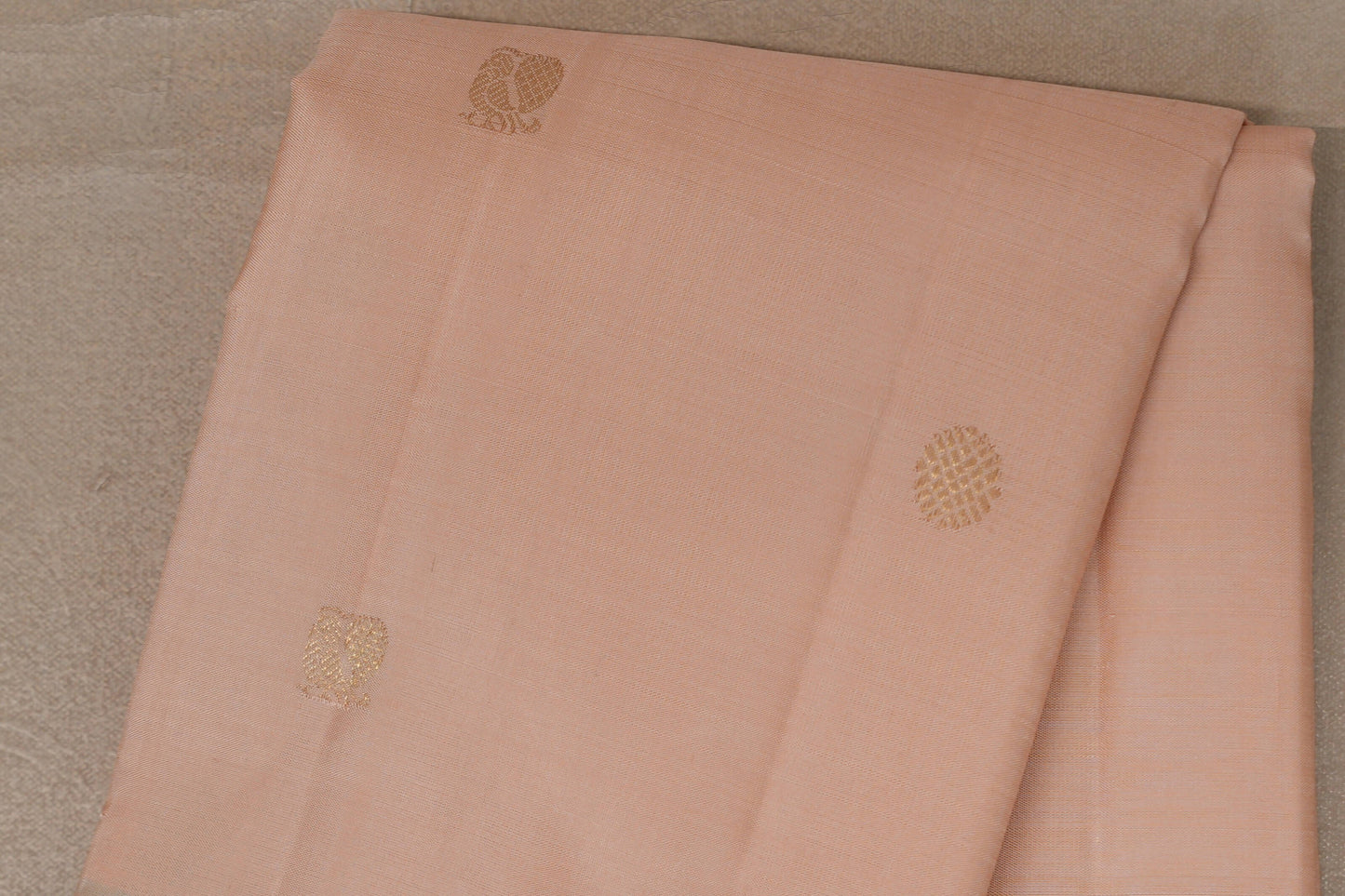 Light peach with Light Aqua Blue border Vintage Kanjivaram Silk Saree  body