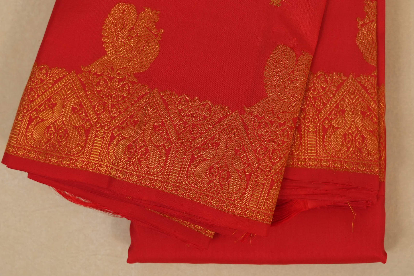 Red Kanjivaram Silk Saree paloo