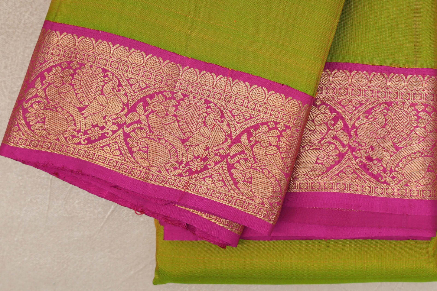 Dual Tone of Yellow & Green Vintage Kanjivaram Silk Saree border