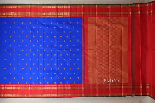 Royal Blue Heirloom Kanjivaram Silk Saree paloo