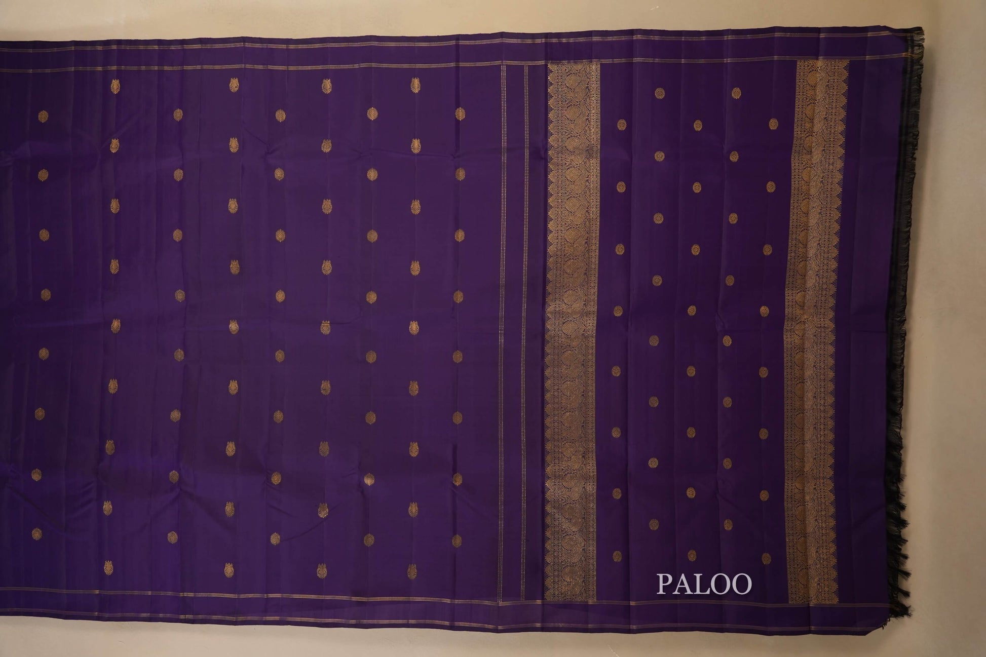 Dark Purple Kanjivaram Silk Saree paloo