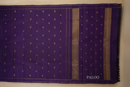 Dark Purple Kanjivaram Silk Saree paloo