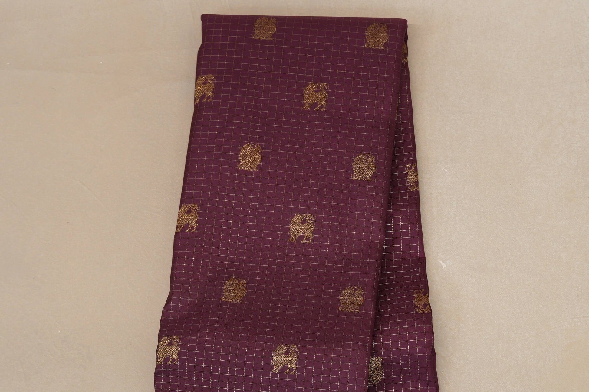Deep Plum Heirloom Kanjivaram Silk Saree  body zoom