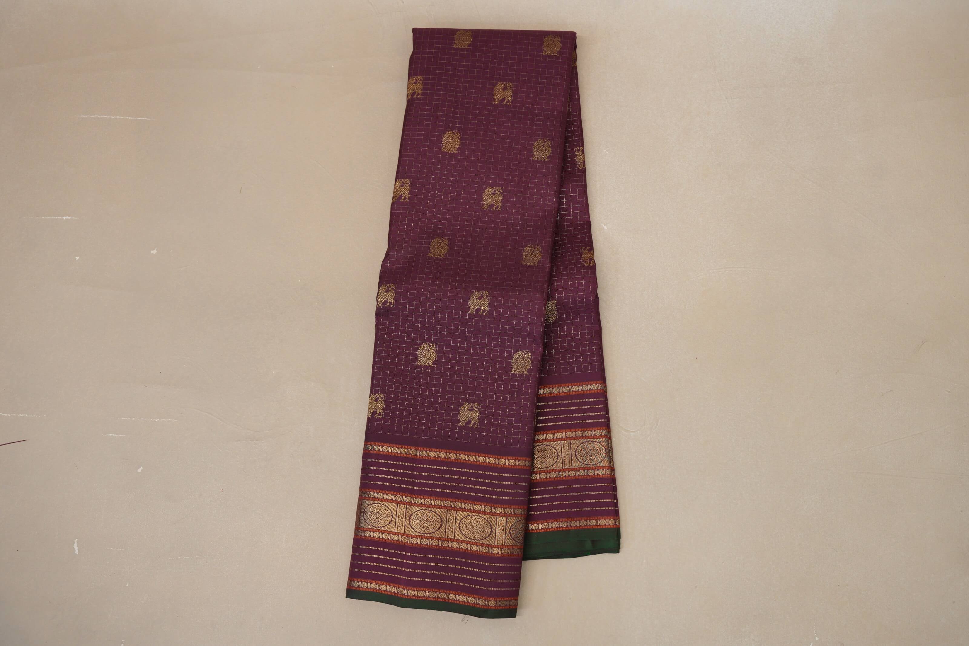 Deep Plum Heirloom Kanjivaram Silk Saree  online