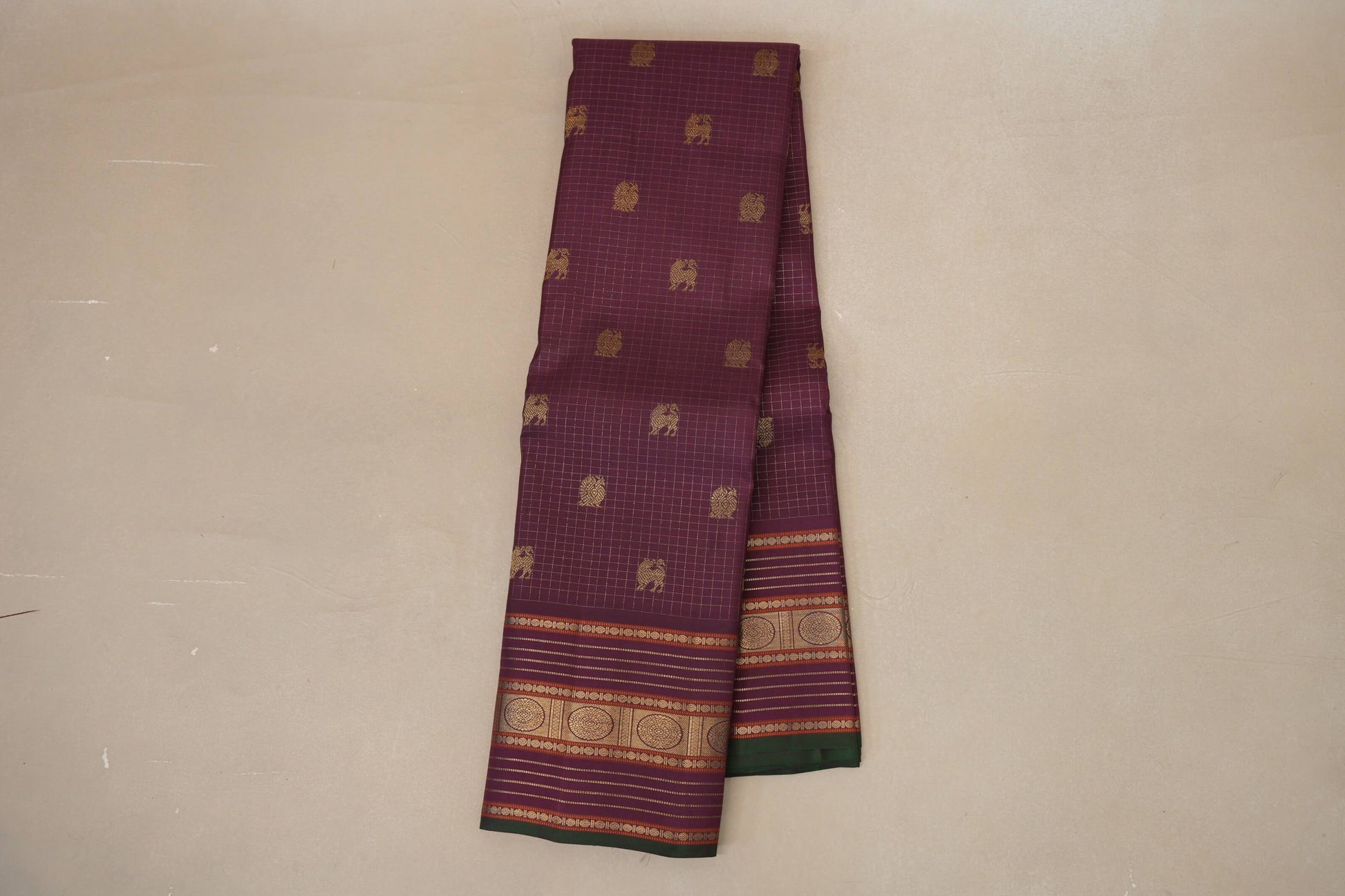 Deep Plum Heirloom Kanjivaram Silk Saree  online