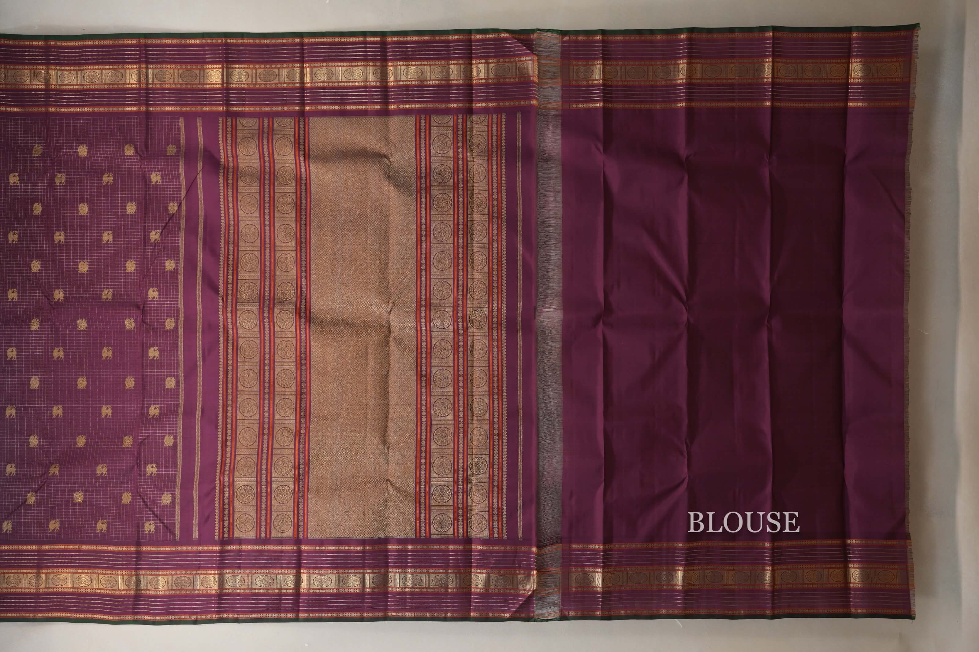 Deep Plum Heirloom Kanjivaram Silk Saree  blouse
