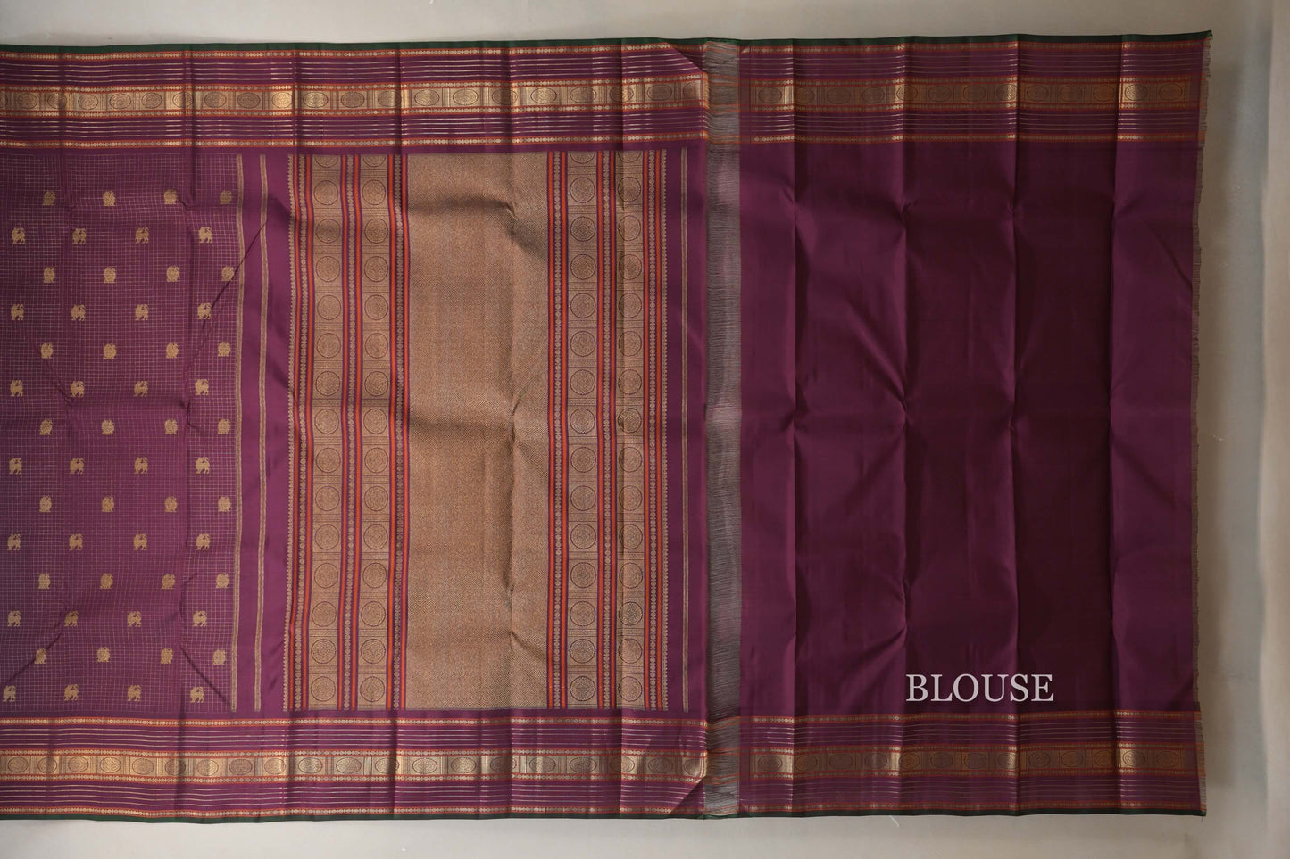 Deep Plum Heirloom Kanjivaram Silk Saree  blouse